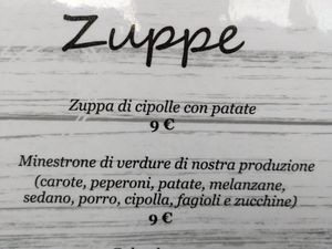 Vegani soups at Bicigrill in San Michele Alladige