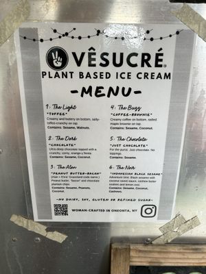 Vegan ice cream menu  at Phoenicia Diner in Phoenicia