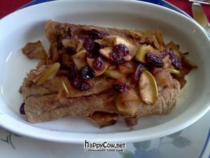 Vegan apple-cranberry crepes at Elm Cottage in Searsport