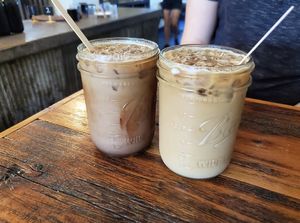 Oat milk lattes  at Origin Coffee in Saranac Lake