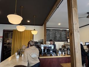 Order Here with Menu in backgroundd  at Origin Coffee in Saranac Lake