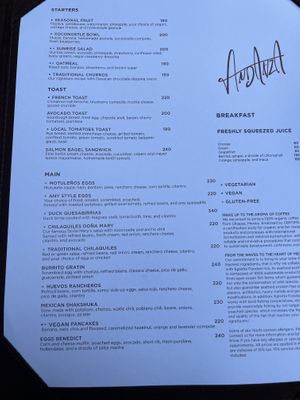 Menu  at Andanza in San Miguel De Allende