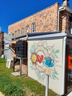 Cafe mural at Katie's Cocktail Cafe in Allora