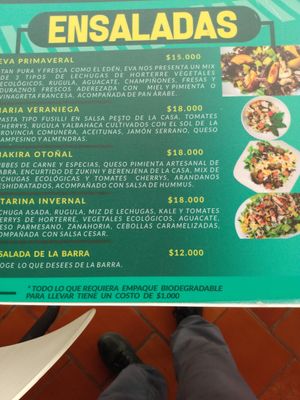 Menu page June 2022 at La Ecoteka Siempre Fresco in Santander