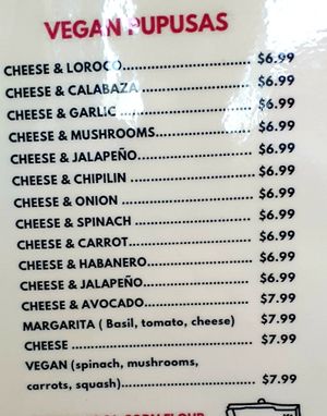 vegan menu at La Sabrosa Sweets in Los Angeles