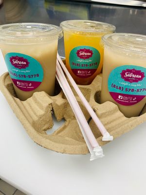 Vegan Horchata,  fruit salad drink (ensalada de frutas)  at La Sabrosa Sweets in Los Angeles