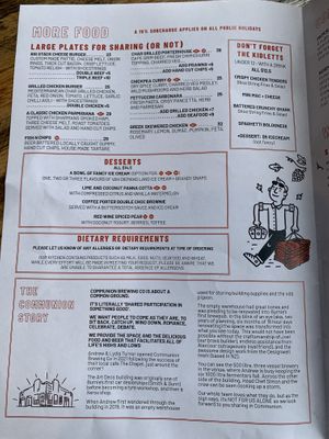 Page 2 menu  at Communion Brewing Co in Burnie
