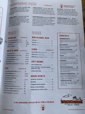 Page 3 menu  at Communion Brewing Co in Burnie