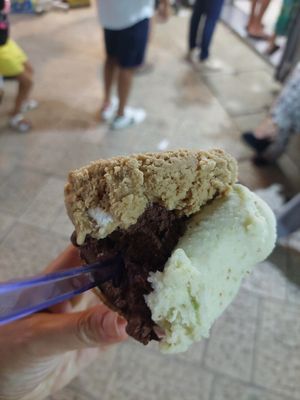 Coffee, fig and dark chocolate ice cream at Gelateria Fisotti in Otranto