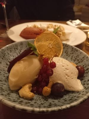 Selection of vegan sorbets and icecreams. Cinnamon is a must try! at Enja in Zurich