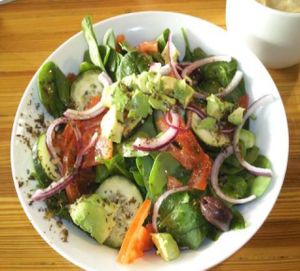 Poseidon Salad (with no feta, add avocado) at Brew in Traverse City