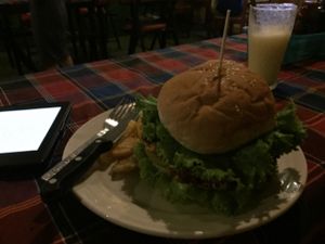 pumpkin burger at Veggie Tables in Vang Vieng