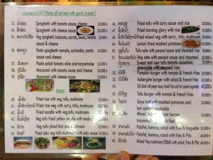 Menu 3 at Veggie Tables in Vang Vieng