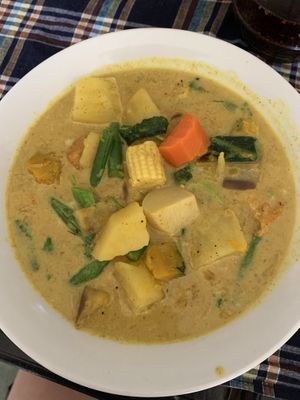 Yellow curry 35000 at Veggie Tables in Vang Vieng