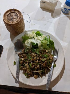 Tofu larb (laap in Laos) at Veggie Tables in Vang Vieng