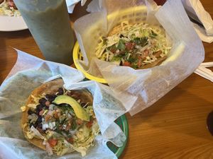 $3.99 tacos, one with beef and one with chorizo  at Solazo in Jacksonville