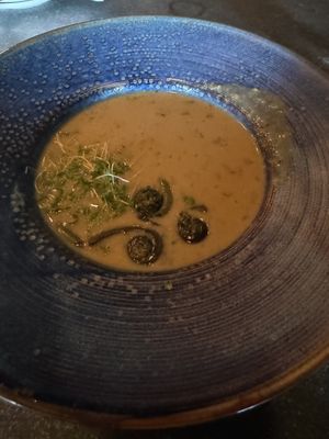 Soup with fiddleheads  at Bandaloop in Arundel