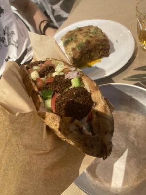 Vegan falafel pita with tahini  at Exesion - Εξαίσιον in Paros