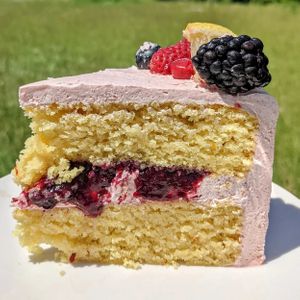 V/gf saffron cake at Van Pelt Family Bakery in Alachua