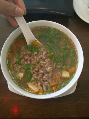 A9 Happy Porridge - RM8.80
VERY TASTY. Like a comforting warm hug. Hard to find a delicious and hearty hot vegetarian porridge. With a good mix of carrots, tofu and beans. Fresh and fragrant as well with the herbs. Looks small but the portion is filling and satisfying. LOVED THIS. at Green Garden Vegetarian and Healthy Food 槟城绿苑养生素食餐厅 in Penang