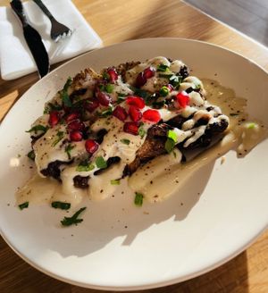 Charred Cauli - Zatar Lemon Tahini Pomegranate Herbs  at The SoSo in West Palm Beach