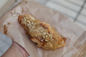 Almond croissant. I was assured it's vegan and ordered it to go. It was great but I have a pretty strong feeling they actually put honey in it.  at Tres Semillas in Alicante