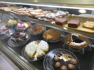 Cake selection at Tres Semillas in Alicante