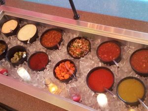 Salsa bar! at El Azteca Mexican Taco Shop in Provo