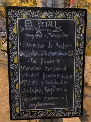 outside black board at El Peral Valparaiso in Valparaiso