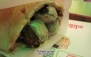 'Falafel Veggie' signature dish! yum yum... The veggies are stuffed below the top layer of falafel, then there's more falafel+hummus at the bottom. at Falafel Veggie in Istanbul