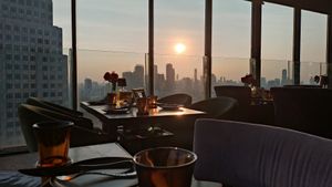 View of the sunset from my table at Bangkok Heightz in Bangkok