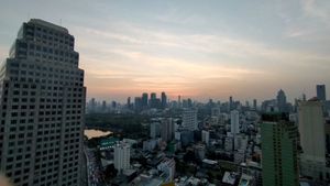 View from the open balcony, where there are two tables at Bangkok Heightz in Bangkok