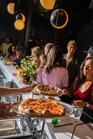 bar seating at Everyday Pizza in Denver