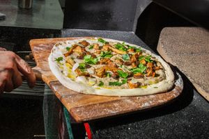 mushroom pizza at Everyday Pizza in Denver