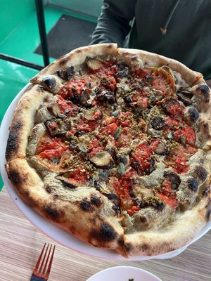Eggplant pizza  at Everyday Pizza in Denver
