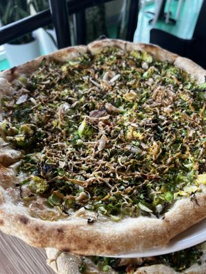 Brussel sprout pizza   at Everyday Pizza in Denver