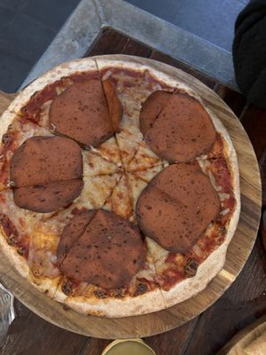 Vegan pepperoni and cheese   at Coolangatta Pizzeria in Coolangatta
