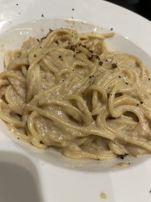 Espaguetis con boletus y salsa de trufa  at Bar Ulzama in Pamplona