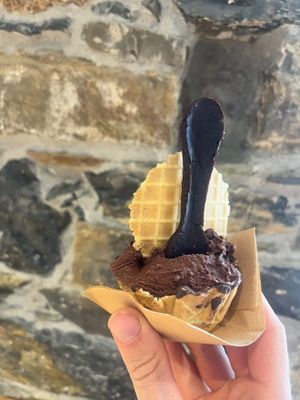 All vegan, including chocolate spoon 😄 at Wow Emotional Food in La Spezia