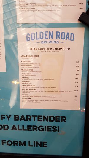 Vegan Happy Hour on Sundays at Golden Road Brewing - West Glendale in Los Angeles