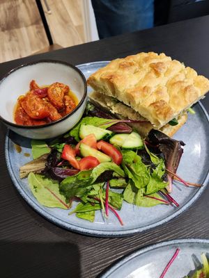 Avocado focaccia at Grow Green Deli + Eatery in Huddersfield