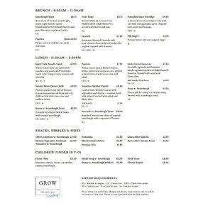 Our new autumn/winter menu for 2022 at Grow Green Deli + Eatery in Huddersfield