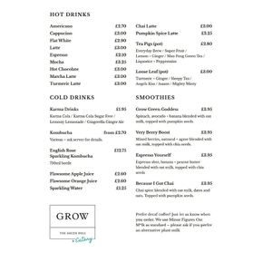 Autumn/winter drinks 2022. Pumpkin spiced latte is a favourite! at Grow Green Deli + Eatery in Huddersfield