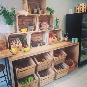 Plastic-free fruit and veg available, sourced locally where possible. We can also make up veg boxes to order. Local delivery is also available, just give us a call. at Grow Green Deli + Eatery in Huddersfield