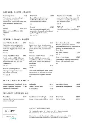 Our Autumn/Winter menu for 2022 at Grow Green Deli + Eatery in Huddersfield