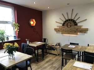Upstairs cafe area  at Grow Green Deli + Eatery in Huddersfield