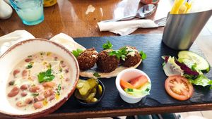Full medames with falafels at Daily Dose Restaurant in Clonakilty
