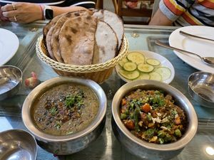 Multigrain millet roti, kali desi dal and mixed vegetable subzi  at Millets of Mewar in Udaipur
