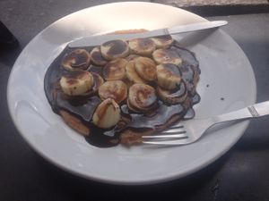 Vegan chocolate-banana pancake at Millets of Mewar in Udaipur