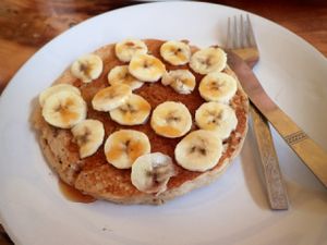 Vegan millet banana pancake at Millets of Mewar in Udaipur